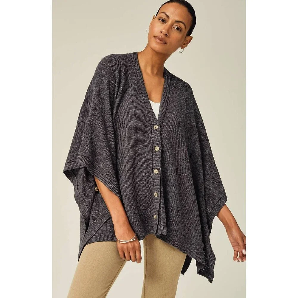 J. Jill Women Size XL to 3X Blue Oversized Cardigan Poncho Knit Sweater NWT NEW